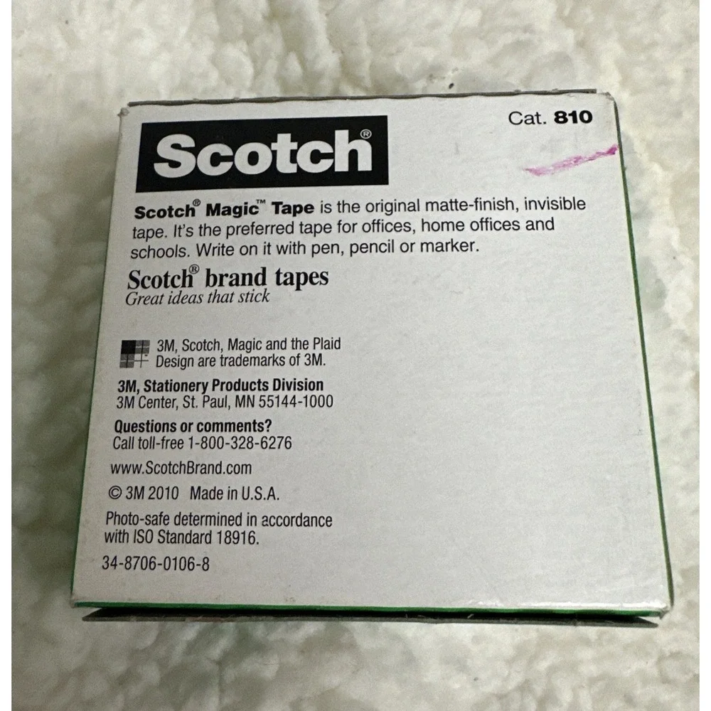 Scotch 3M Invisible Magic Tape 810 Original Matte Finish, 1 Roll - 3/4